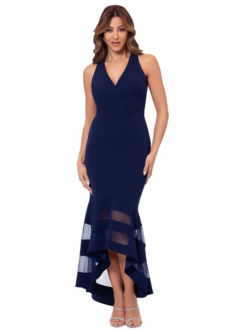 XSCAPE Women's Sleeveless High-Low Midi Dress Size 14W